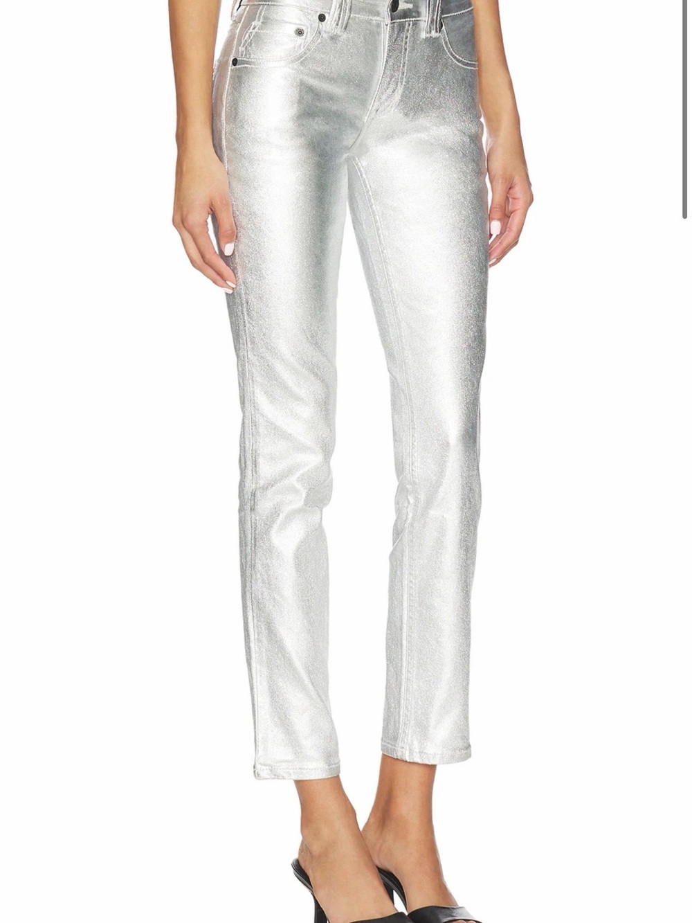 We The Free Oracle Low-Rise Slim Straight Jeans  Silver Metallic